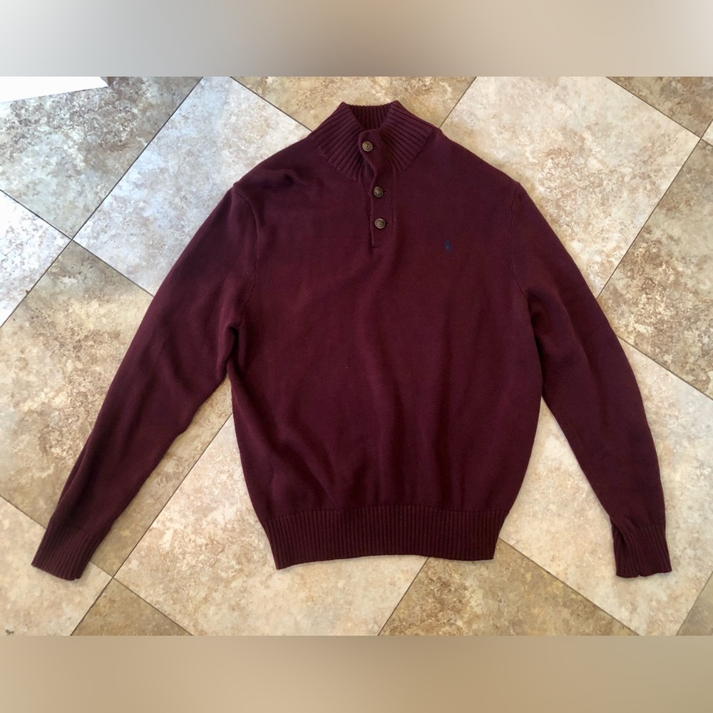 Men’s Deep Maroon Lightweight 1/4 button Sweater size XL